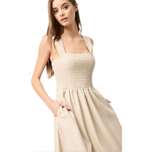 Elliatt Neira Smocked SunDress  in Bone color size S NWT$258 - Picture 4 of 8